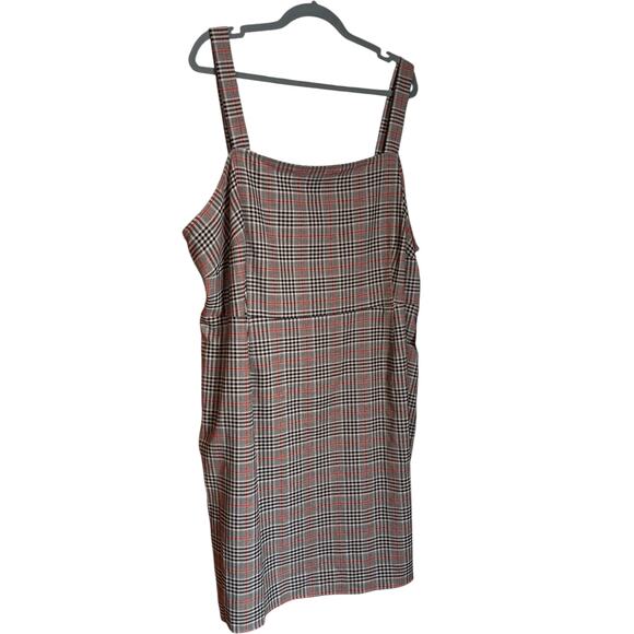 NEW AVA & VIV Dress Plus 3X Plaid Jumper Pinafore Fall Career Office Brown Black - Picture 2 of 9